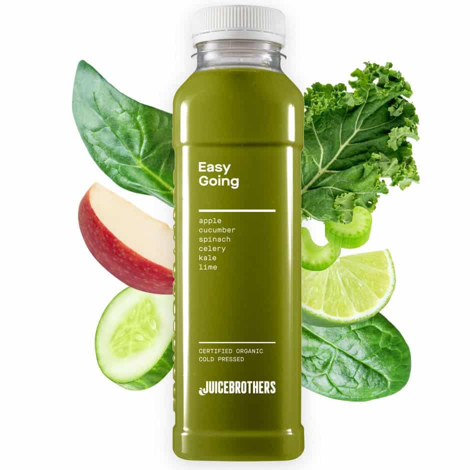 Juicebrothers Easy Going detox sap van spinazie selderij komkommer appel boerenkool limoen