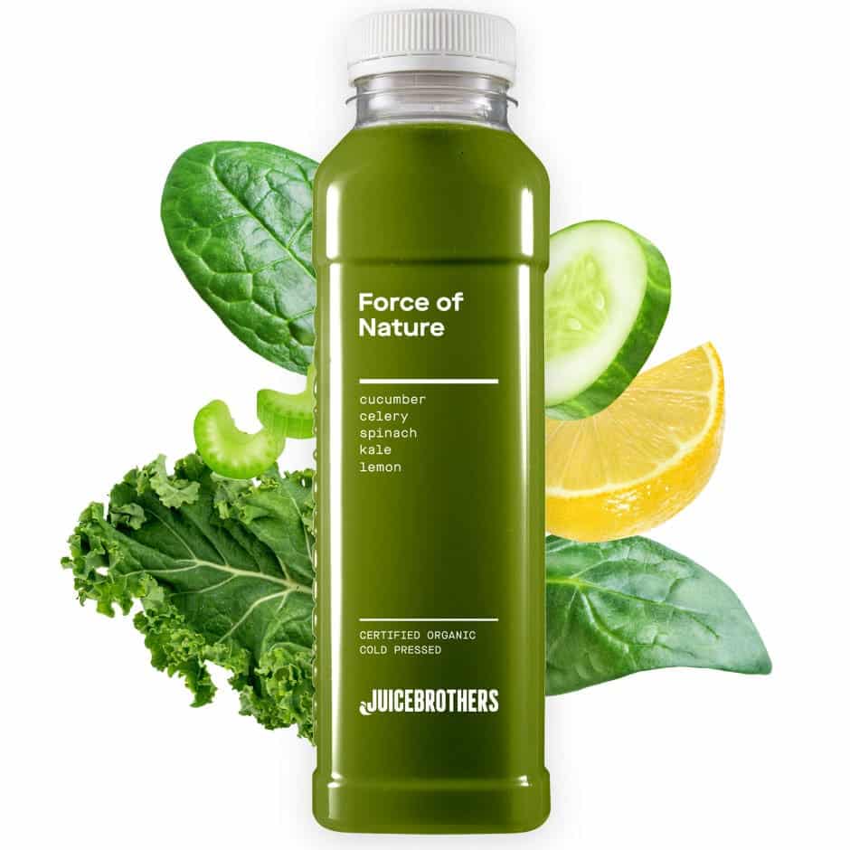 Juicebrothers Force Of Nature detox sap komkommer selderij spinazie boerenkool limoen biologisch koudgeperst